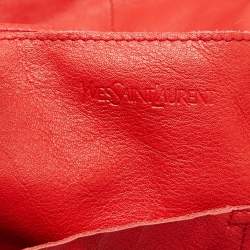 Yves Saint Laurent Red/Brown Leather Lucky Chyc Tote