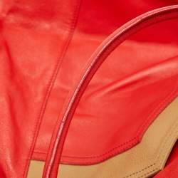 Yves Saint Laurent Red/Brown Leather Lucky Chyc Tote