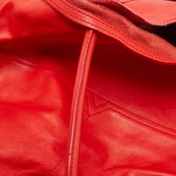 Yves Saint Laurent Red/Brown Leather Lucky Chyc Tote