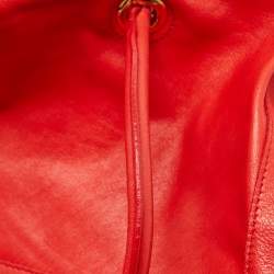 Yves Saint Laurent Red/Brown Leather Lucky Chyc Tote