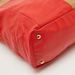Yves Saint Laurent Red/Brown Leather Lucky Chyc Tote