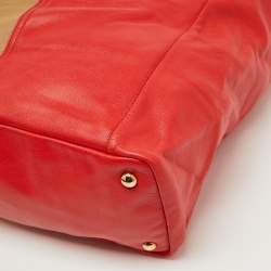 Yves Saint Laurent Red/Brown Leather Lucky Chyc Tote