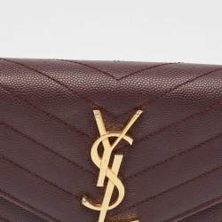 Saint Laurent Burgundy Leather Cassandre Continental Wallet