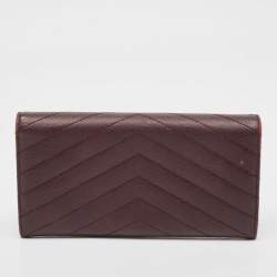 Saint Laurent Burgundy Leather Cassandre Continental Wallet