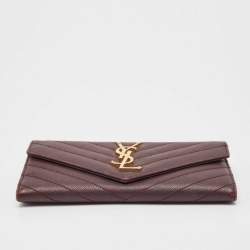 Saint Laurent Burgundy Leather Cassandre Continental Wallet