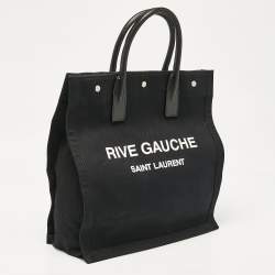 Pre Owned Saint Laurent Black Canvas and Leather North South Rive Gauche Tote