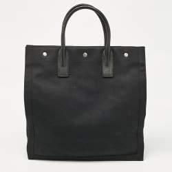 Pre Owned Saint Laurent Black Canvas and Leather North South Rive Gauche Tote