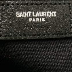Pre Owned Saint Laurent Black Canvas and Leather North South Rive Gauche Tote