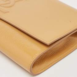 Saint Laurent Beige Patent Leather Belle De Jour Clutch