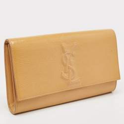 Saint Laurent Beige Patent Leather Belle De Jour Clutch