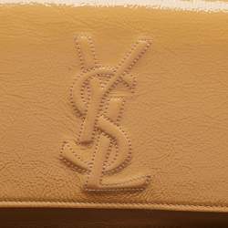Saint Laurent Beige Patent Leather Belle De Jour Clutch