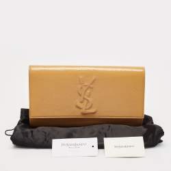 Saint Laurent Beige Patent Leather Belle De Jour Clutch