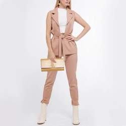 Saint Laurent Beige Patent Leather Belle De Jour Clutch