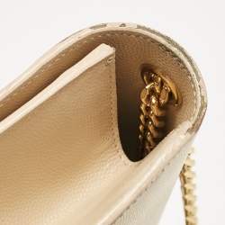 Pre Owned Saint Laurent Beige Leather Medium Kate Shoulder Bag
