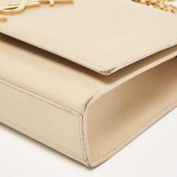 Pre Owned Saint Laurent Beige Leather Medium Kate Shoulder Bag
