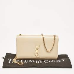 Pre Owned Saint Laurent Beige Leather Medium Kate Shoulder Bag