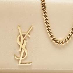 Pre Owned Saint Laurent Beige Leather Medium Kate Shoulder Bag