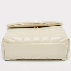 Pre Owned Saint Laurent White Quilted Leather Toy Loulou Crossbody Bag