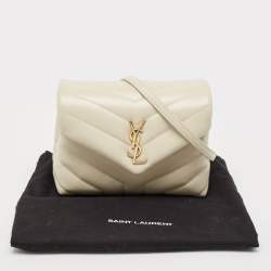 Pre Owned Saint Laurent White Quilted Leather Toy Loulou Crossbody Bag