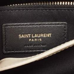 Pre Owned Saint Laurent White Quilted Leather Toy Loulou Crossbody Bag