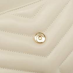 Pre Owned Saint Laurent White Quilted Leather Toy Loulou Crossbody Bag