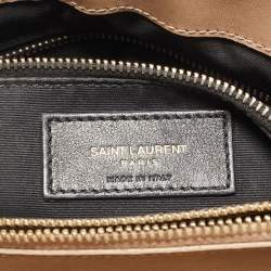 Pre Owned Saint Laurent Beige Matelassé Leather Medium Loulou Shoulder Bag