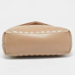 Pre Owned Saint Laurent Beige Matelassé Leather Medium Loulou Shoulder Bag