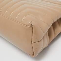 Pre Owned Saint Laurent Beige Matelassé Leather Medium Loulou Shoulder Bag