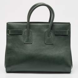 Pre Owned Saint Laurent Green Leather Small Classic Sac De Jour Tote