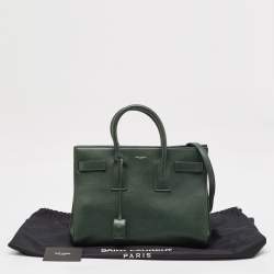 Pre Owned Saint Laurent Green Leather Small Classic Sac De Jour Tote