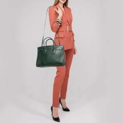 Pre Owned Saint Laurent Green Leather Small Classic Sac De Jour Tote
