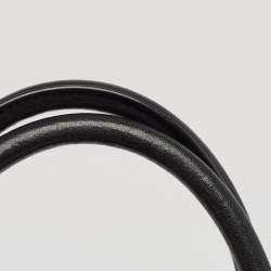 Pre Owned Saint Laurent Black Canvas and Straw Small Rive Gauche Tote