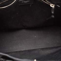 Pre Owned Saint Laurent Black Canvas and Straw Small Rive Gauche Tote