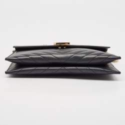 Saint Laurent Black Leather Monogram Envelope Chain Bag