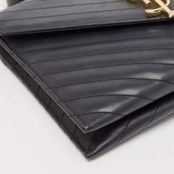 Saint Laurent Black Leather Monogram Envelope Chain Bag