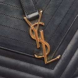 Saint Laurent Black Leather Monogram Envelope Chain Bag