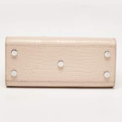 Saint Laurent Pink Croc Embossed Leather Nano Classic Sac De Jour Tote