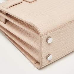 Saint Laurent Pink Croc Embossed Leather Nano Classic Sac De Jour Tote