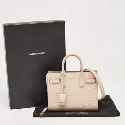 Saint Laurent Pink Croc Embossed Leather Nano Classic Sac De Jour Tote