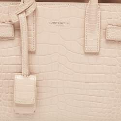 Saint Laurent Pink Croc Embossed Leather Nano Classic Sac De Jour Tote