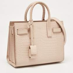 Saint Laurent Pink Croc Embossed Leather Nano Classic Sac De Jour Tote
