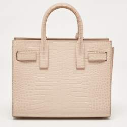 Saint Laurent Pink Croc Embossed Leather Nano Classic Sac De Jour Tote