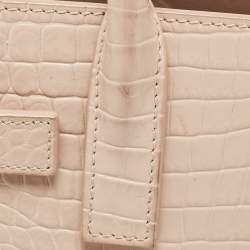 Saint Laurent Pink Croc Embossed Leather Nano Classic Sac De Jour Tote