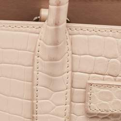 Saint Laurent Pink Croc Embossed Leather Nano Classic Sac De Jour Tote