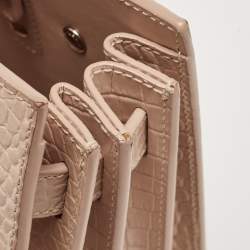 Saint Laurent Pink Croc Embossed Leather Nano Classic Sac De Jour Tote