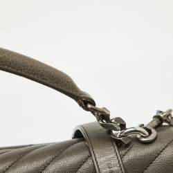 Saint Laurent Grey Matelasse Leather Large College Top Handle Bag