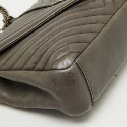 Saint Laurent Grey Matelasse Leather Large College Top Handle Bag