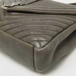 Saint Laurent Grey Matelasse Leather Large College Top Handle Bag
