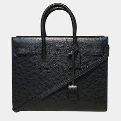 Yves Saint Laurent Black Ostrich Small Sac De Jour Handbag
