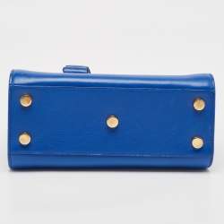Pre Owned Saint Laurent Blue Leather Nano Classic Sac De Jour Tote